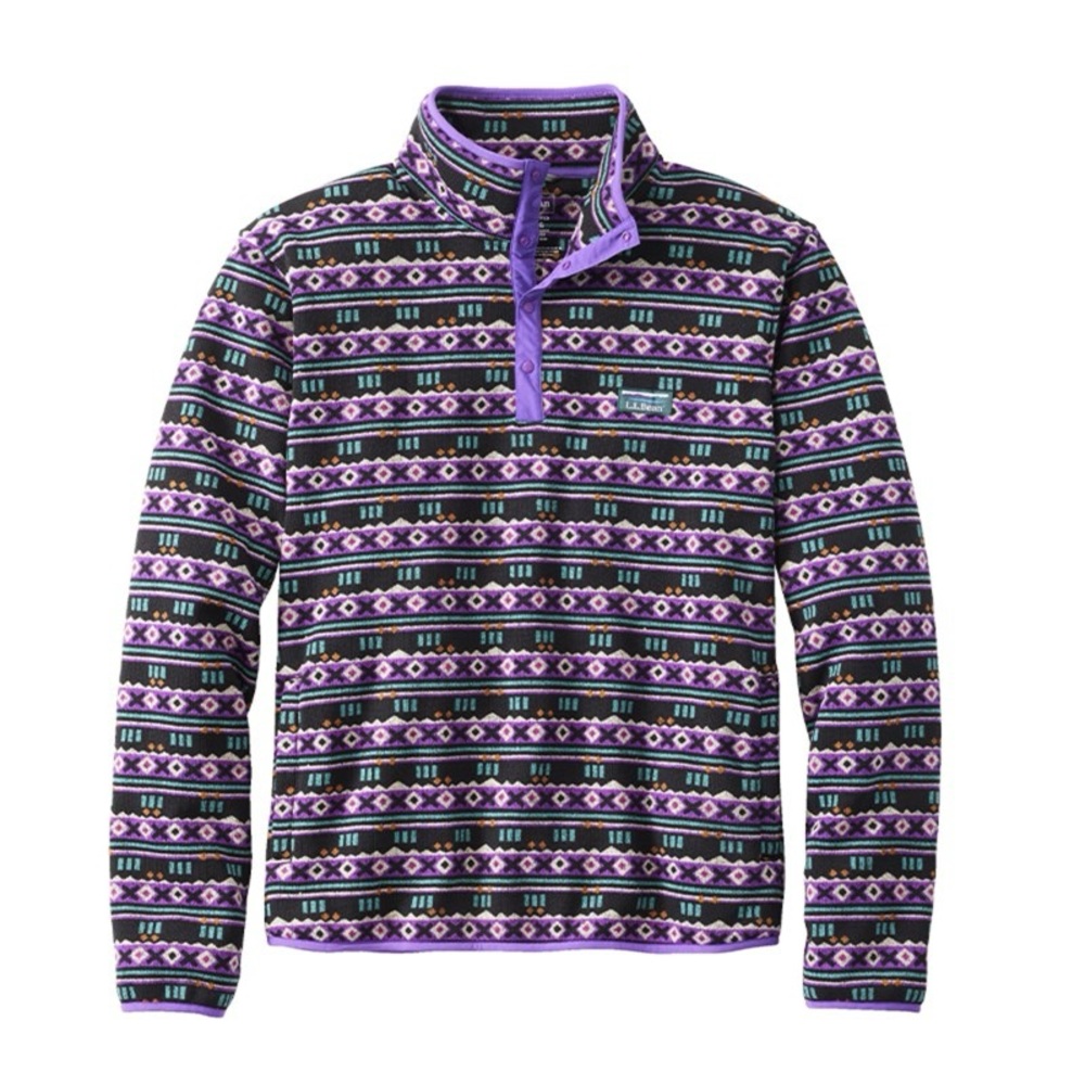 L.L. Bean Men's Patterned Half-Zip Sweater in Purple and Black
